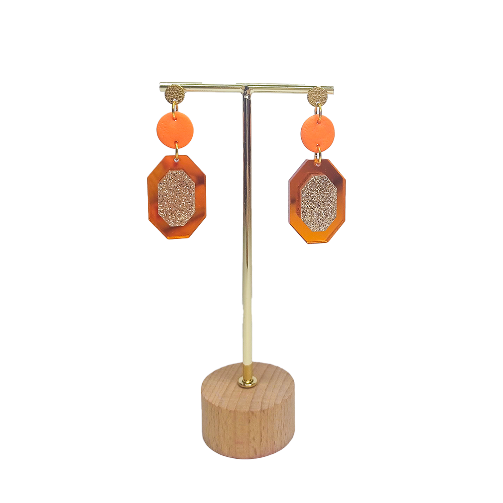 Orange Planets + Glitter Octagon